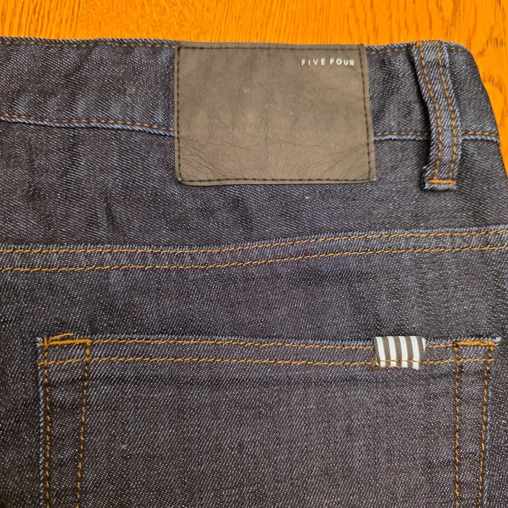 Mens 38x34 Jeans Straight‎ Leg Dark Wash Flat Front Dress Work Five Four